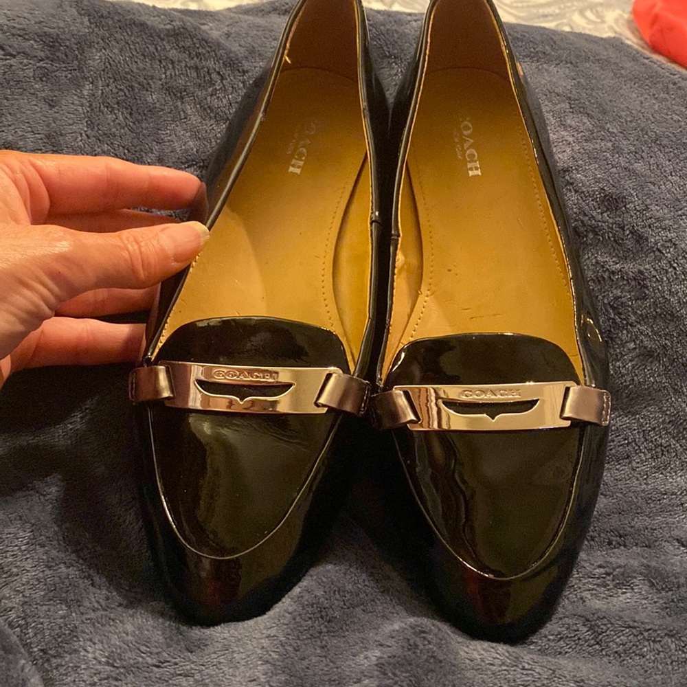 Coach Ruthie patent leather slip on shoes, womens size 7